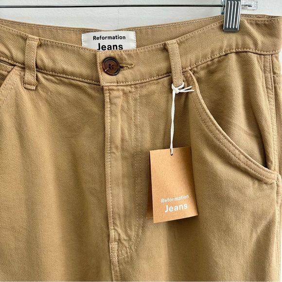 ⛔️SOLD⛔️Reformation High Rise Wide Leg Trouser Jean In Wheat Tan Size 30 - Picture 5 of 10